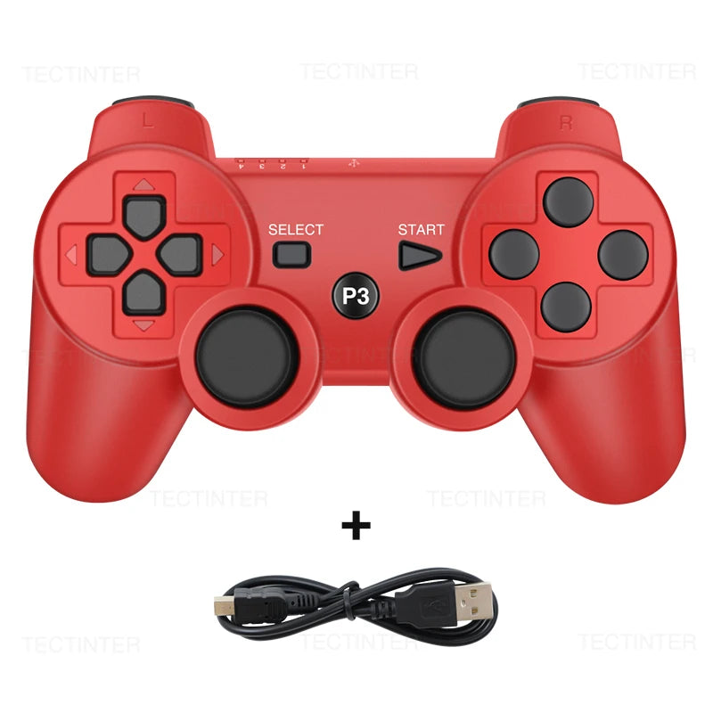 Red HandsCross wired PC game controller with dual analog sticks and USB cable for PC gaming