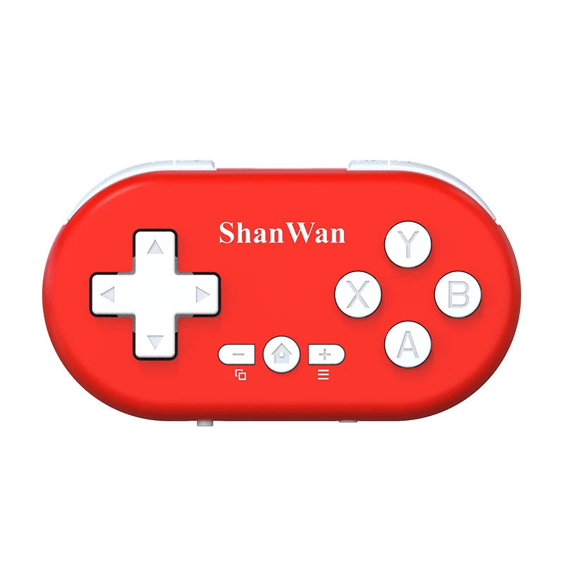 HandsCross portable mini Bluetooth game controller in red with white buttons and directional pad